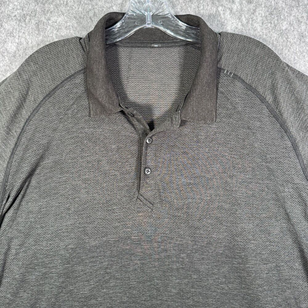 Lululemon Shirt Mens Size 2XL Black Metal Vent Short Sleeve Polo Office Golf